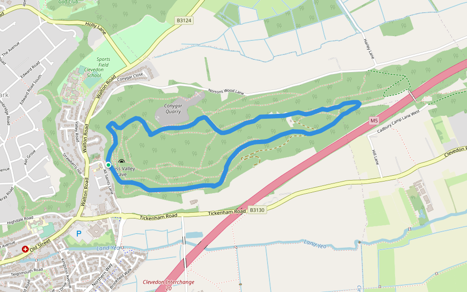 Clevedon Court walking route map in Clevedon
