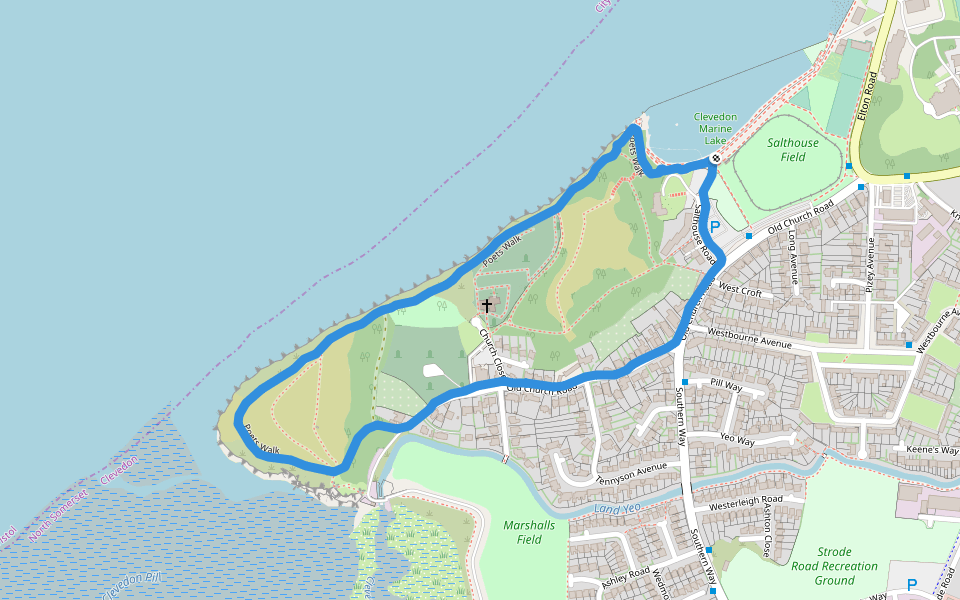 Salthouse Field walking route map in Clevedon