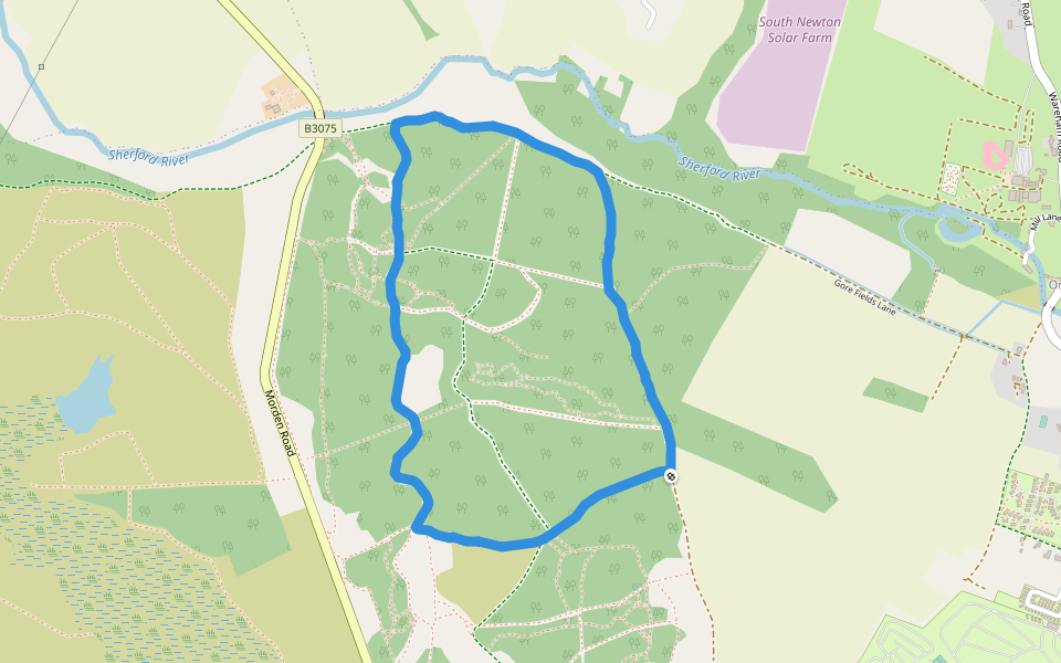 Wareham Forest walking route map in Holton Heath