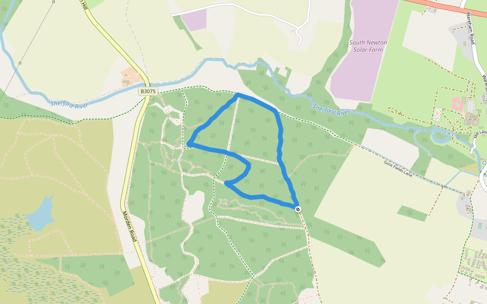Wareham Forest walking route map in Holton Heath
