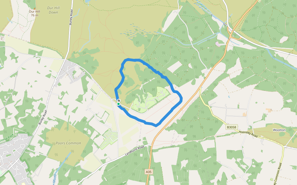 Holmsley Walk walking route map in Bransgore