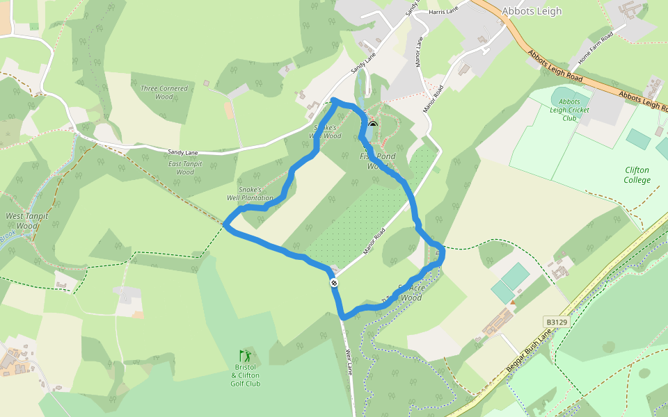 Fish Pond Wood walking route map in Abbots Leigh