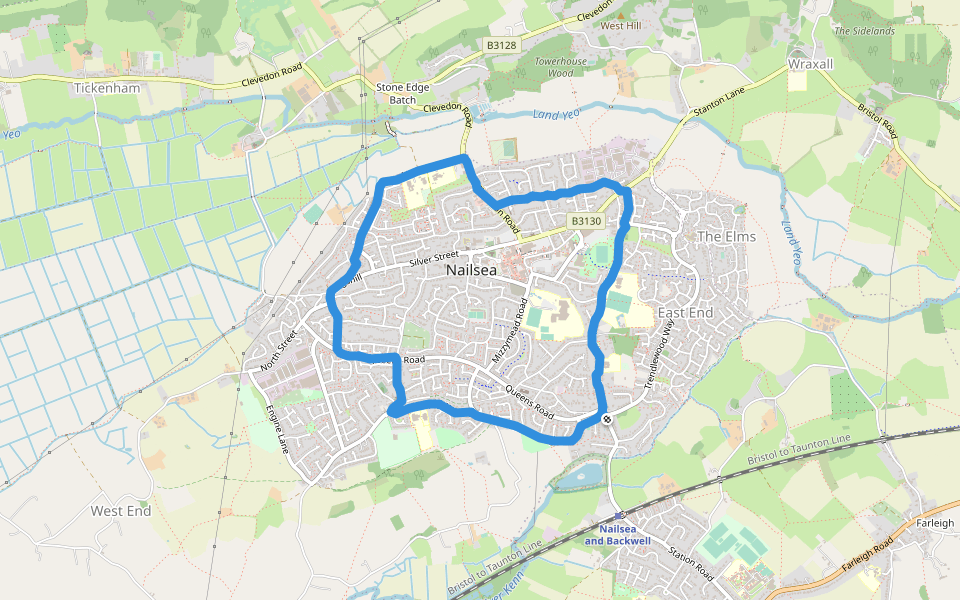 Pound Lane walking route map in Nailsea