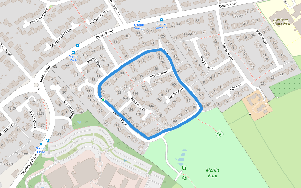 Merlin Park walking route map in Portishead