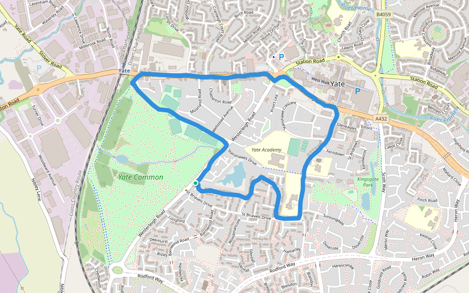 Yate Common walking route map in Yate