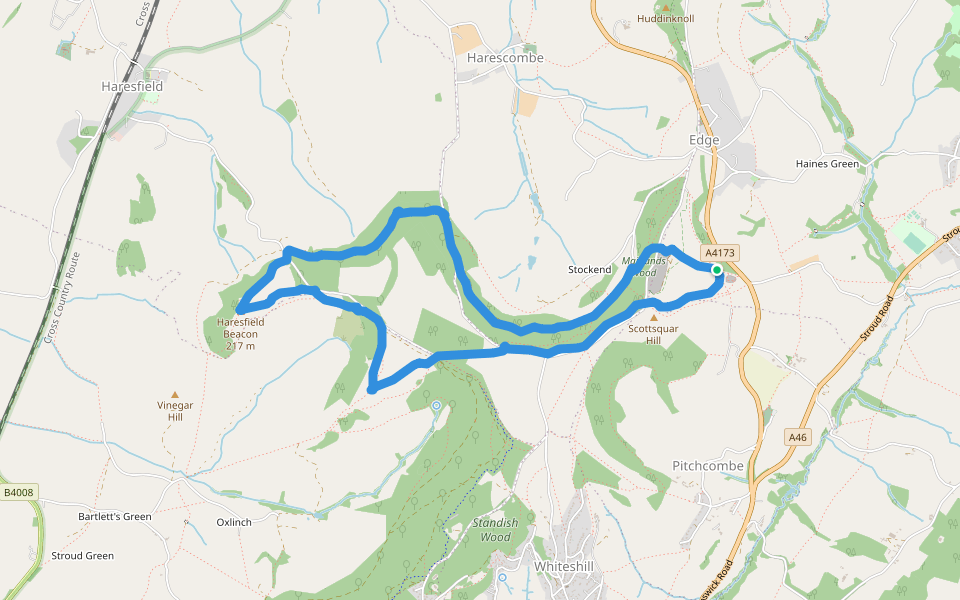 Maitlands Wood walking route map in Edge