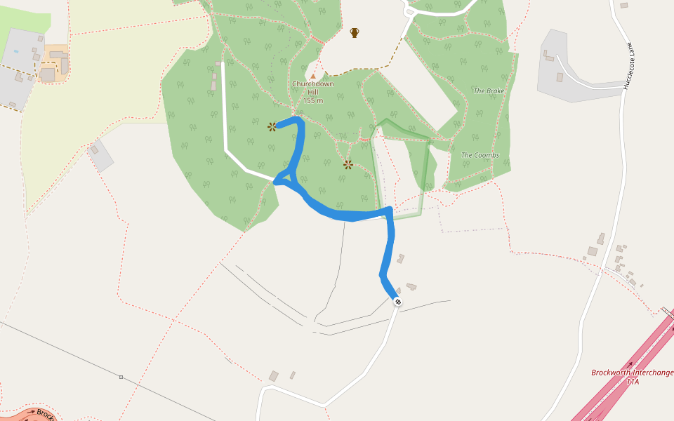 The Coombs walking route map in Hucclecote