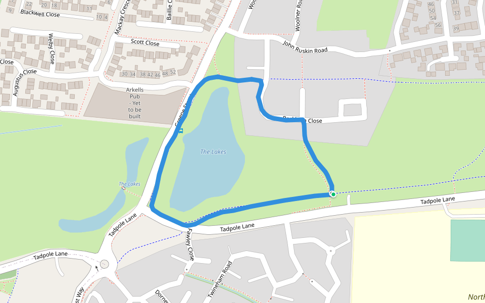 The Lakes walking route map in Blunsdon Saint Andrew