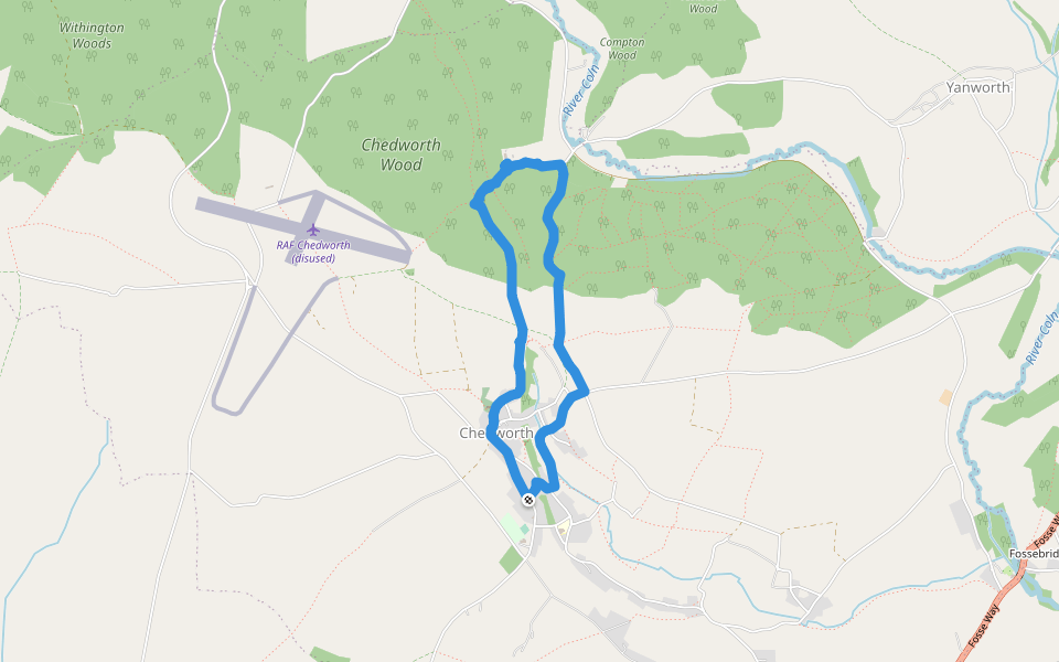 Chedworth walking route map in Chedworth