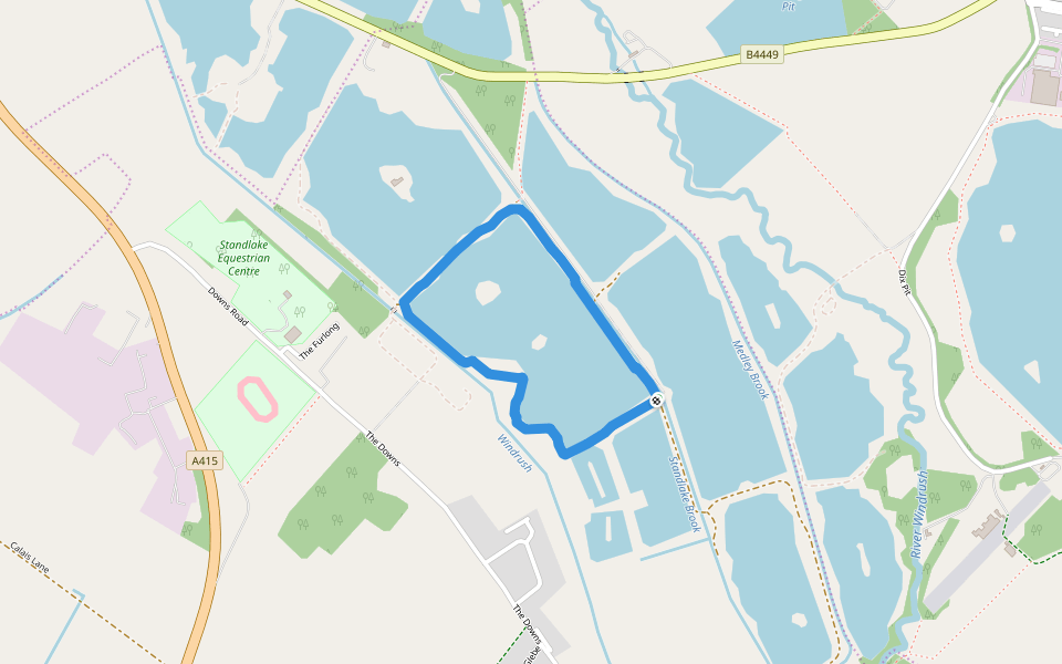 Standlake Brook walking route map in Hardwick