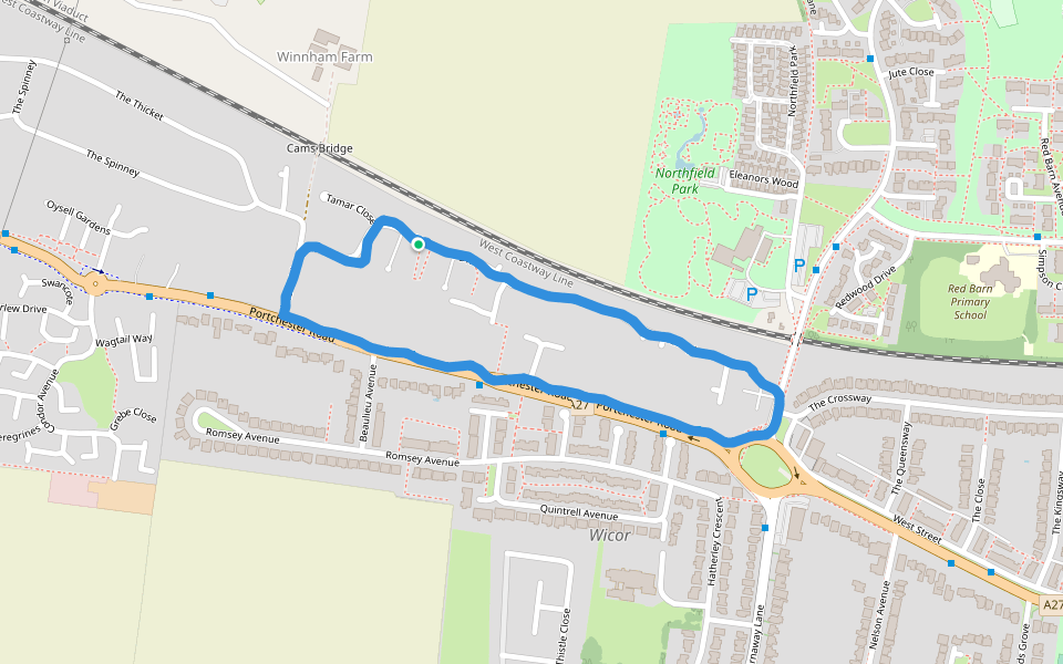 Northfield Park walking route map in Portchester