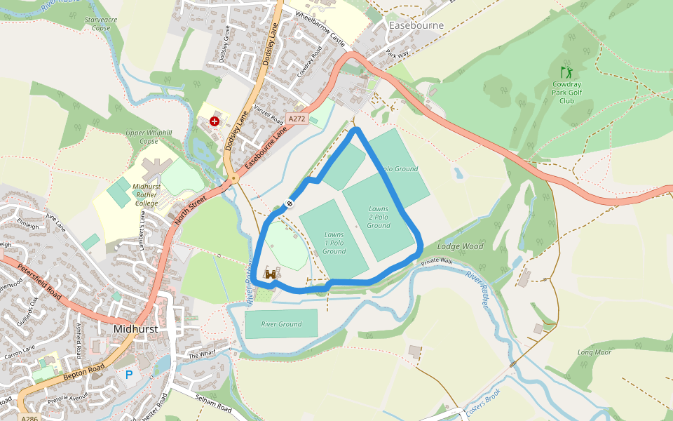 South Downs National Park walking route map in Easebourne