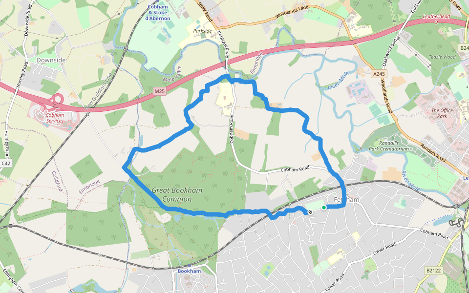 Surrey Scenic Views walking route map in Fetcham
