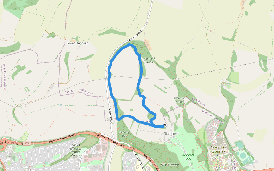 Green Broom walking route map in Stanmer