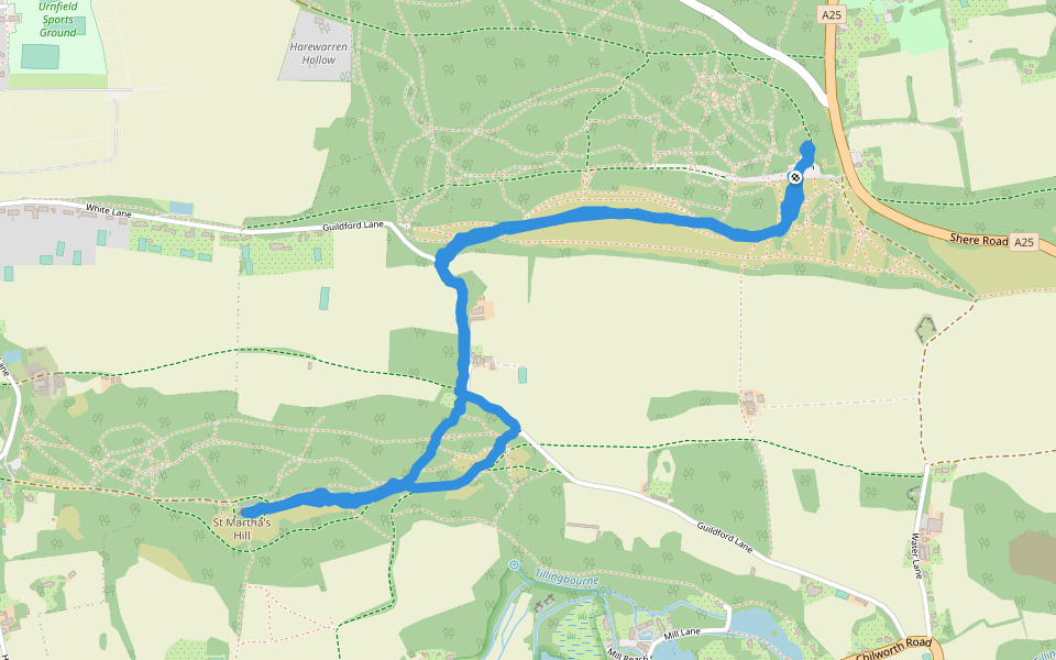 St Martha's Hill walking route map in Albury