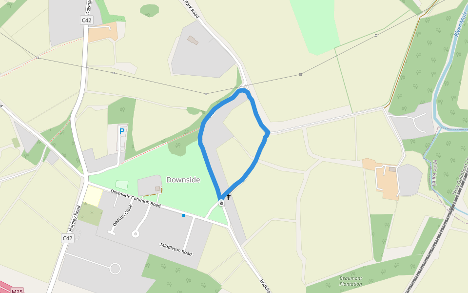 Downside walking route map in Downside