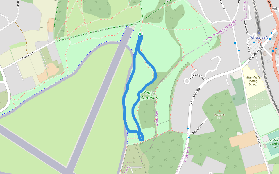 Kenley Common walking route map in Kenley