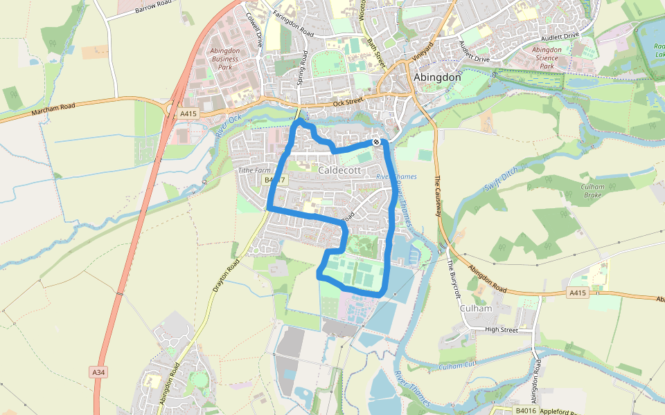River Thames walking route map in Abingdon