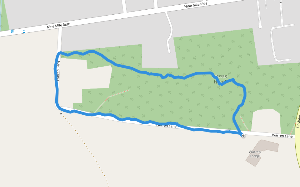 Warren Wood walking route map in Finchampstead