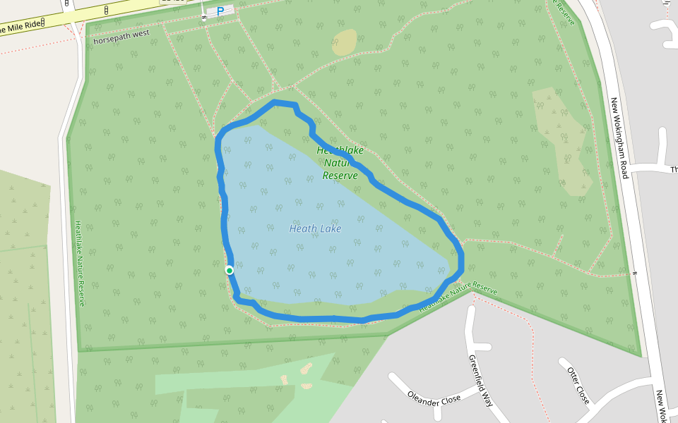 Heathlake Nature Reserve walking route map in Crowthorne