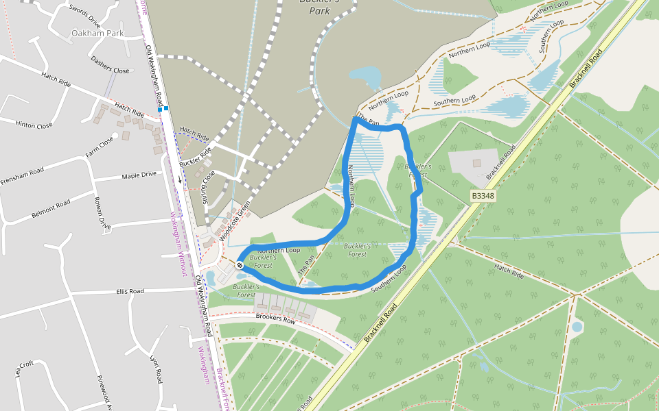 Buckler's Forest walking route map in Crowthorne