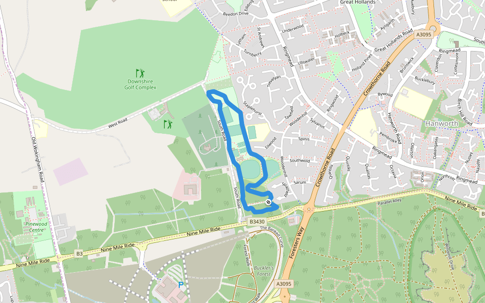 Great Hollands Recreation Ground walking route map in Bracknell