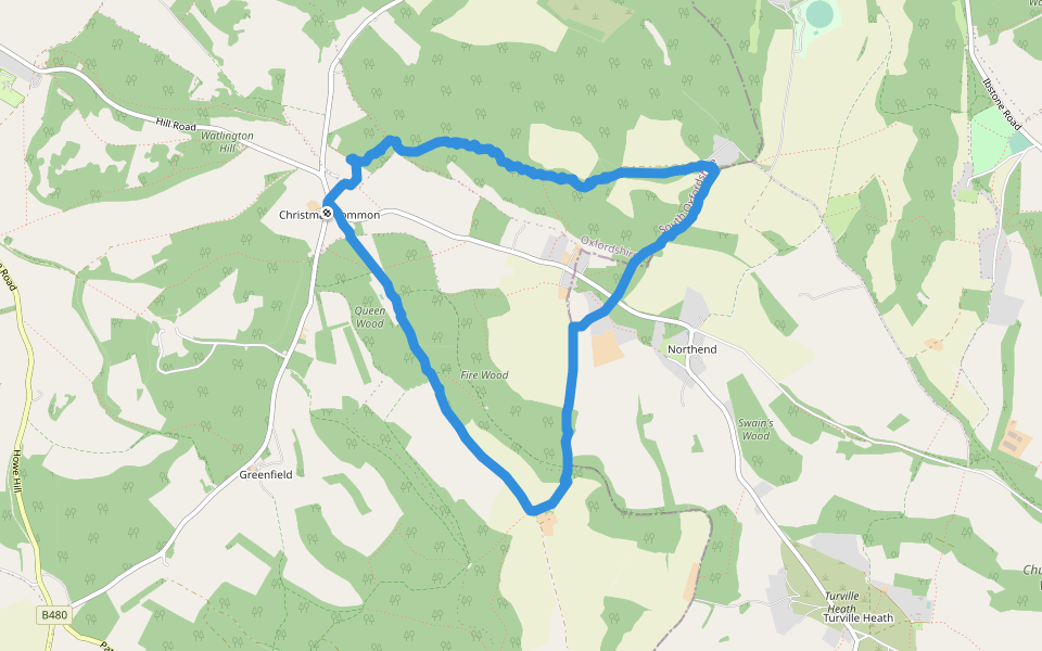 Hollandridge Lane walking route map in Christmas Common