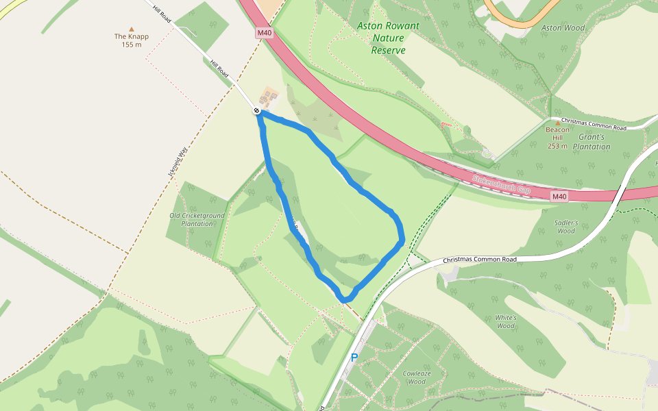 Stokenchurch Gap walking route map in Lewknor