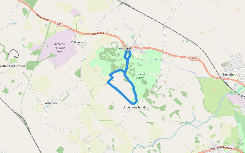 Discover Bernwood walking route map in Waddesdon