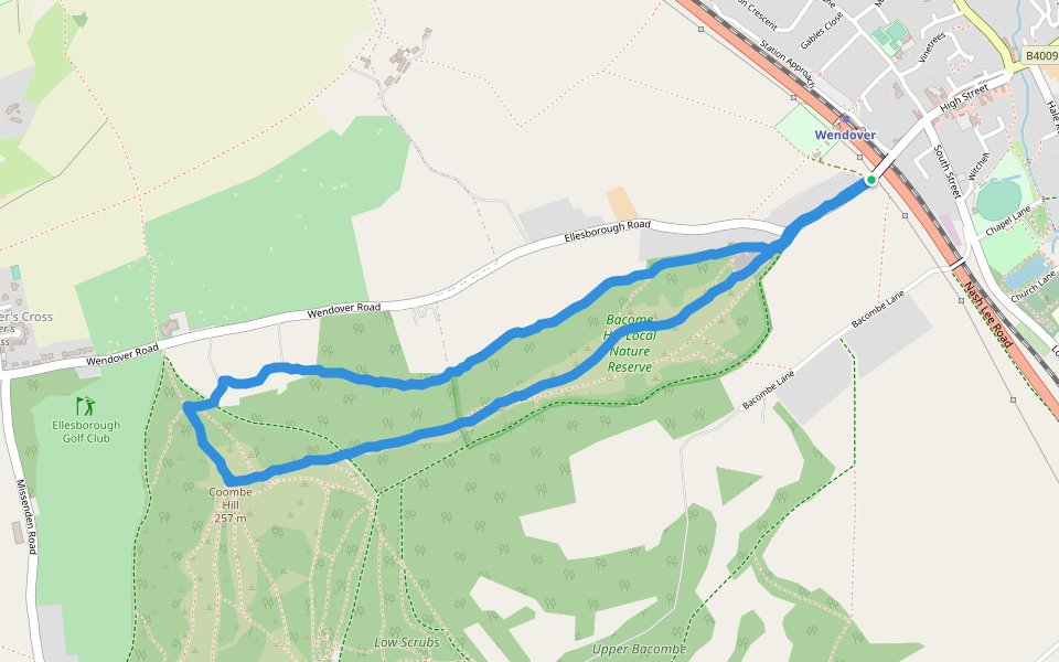 Bacombe Warren walking route map in Wendover