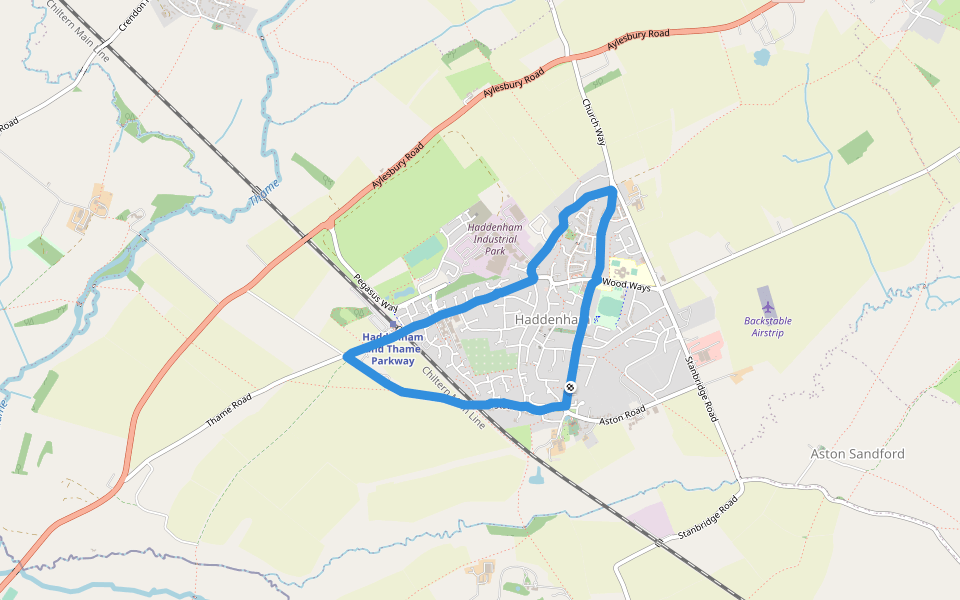 Rudds Pond walking route map in Haddenham