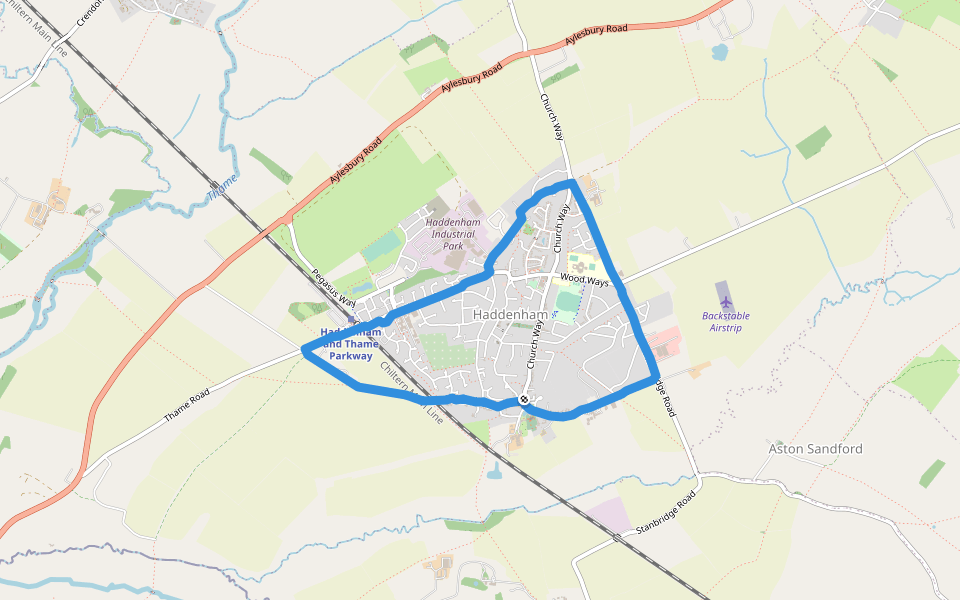 Rudds Pond walking route map in Haddenham