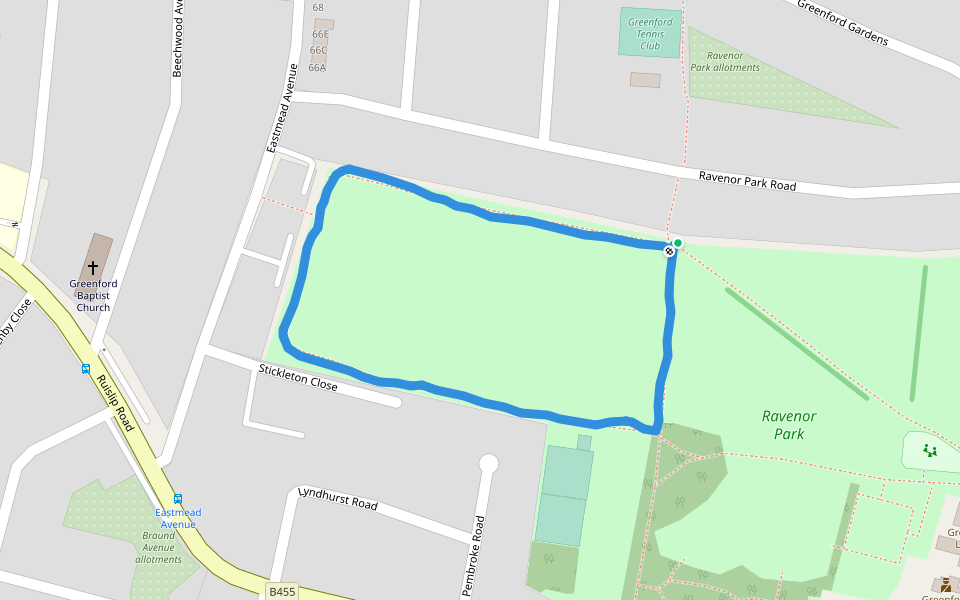 Ravenor Park walking route map in Greenford
