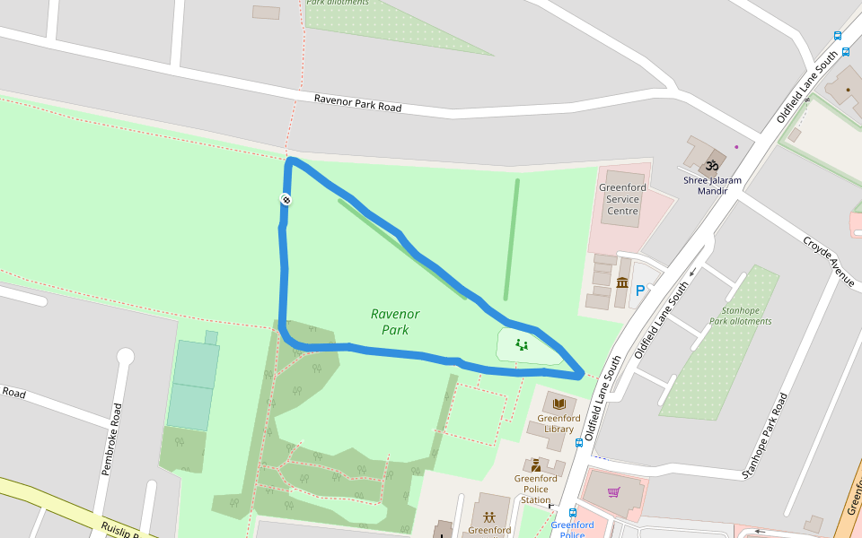 Ravenor Park walking route map in Greenford
