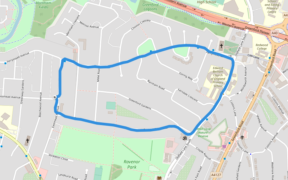 Litten Local Nature Reserve walking route map in Greenford