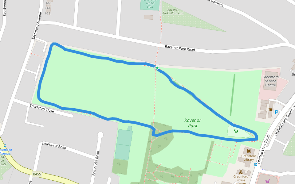 Ravenor Park walking route map in Greenford