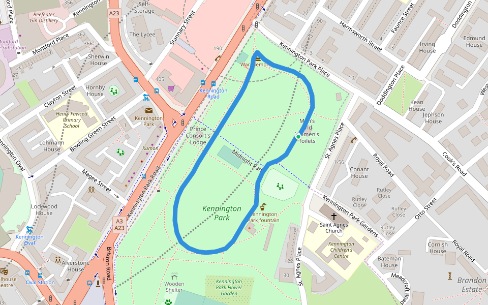 Kennington Park In England Walking Map