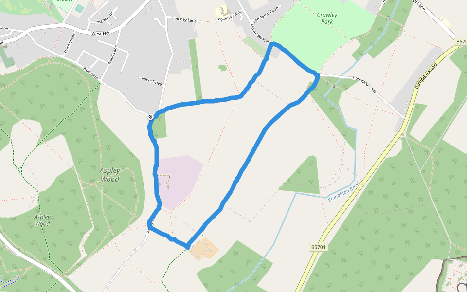 Crawley Park walking route map in Aspley Guise