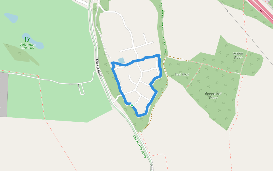 Bush Wood walking route map in Caddington
