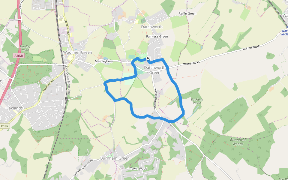 Datchworth Green walking route map in Datchworth