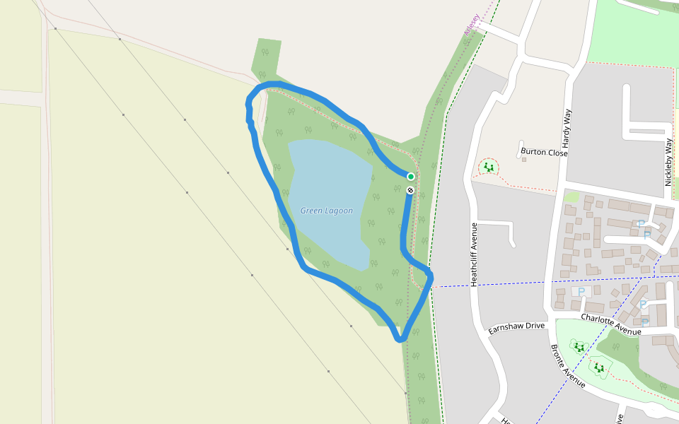 Green Lagoon walking route map in Stotfold