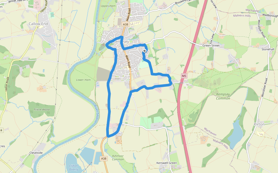 Kempsey Playing Field walking route map in Kempsey