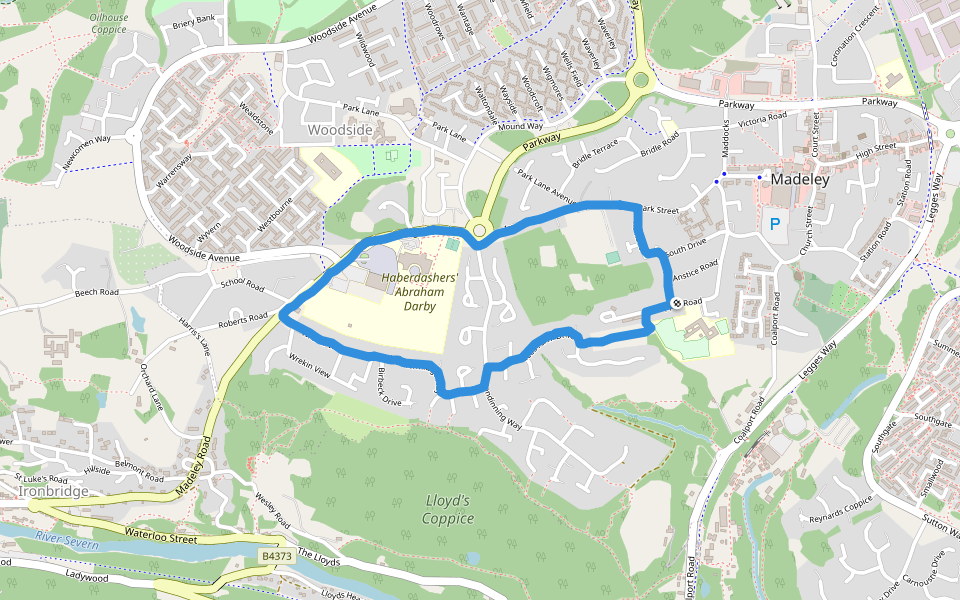 Lloyd's Coppice walking route map in Telford
