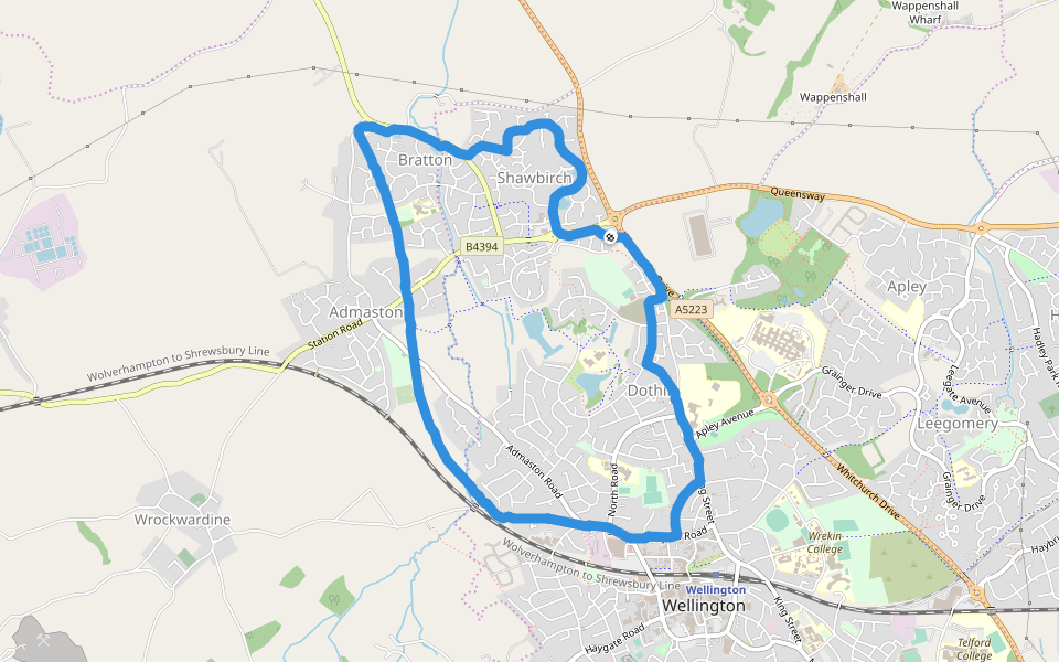 admaston walking route map in Telford