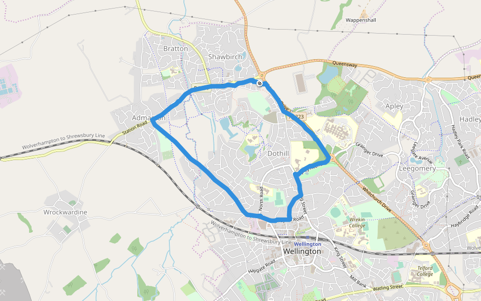 admaston walking route map in Telford