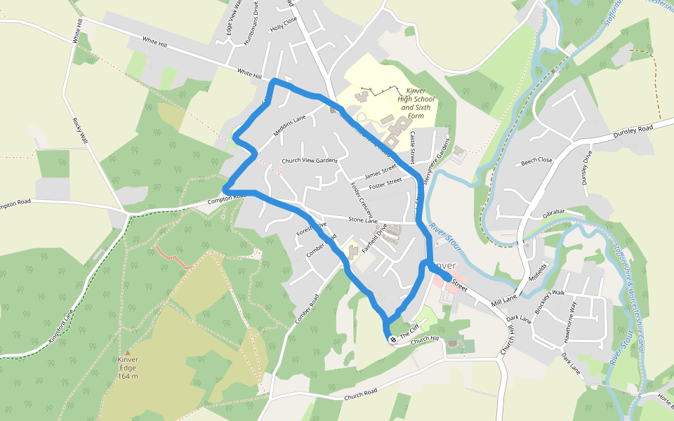 Kinver Tourist Information walking route map in Kinver