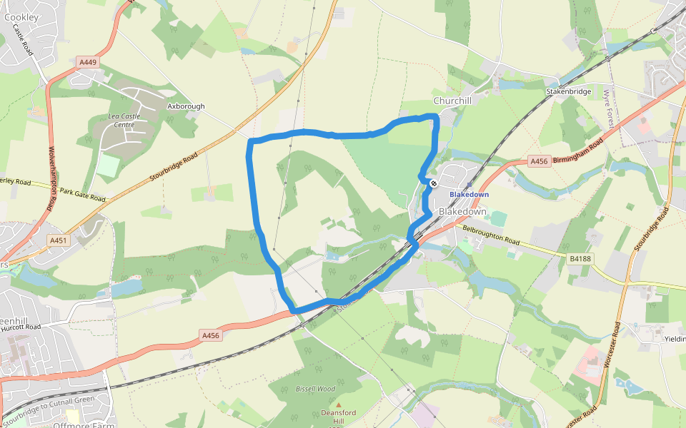 Swan Pool walking route map in Blakedown