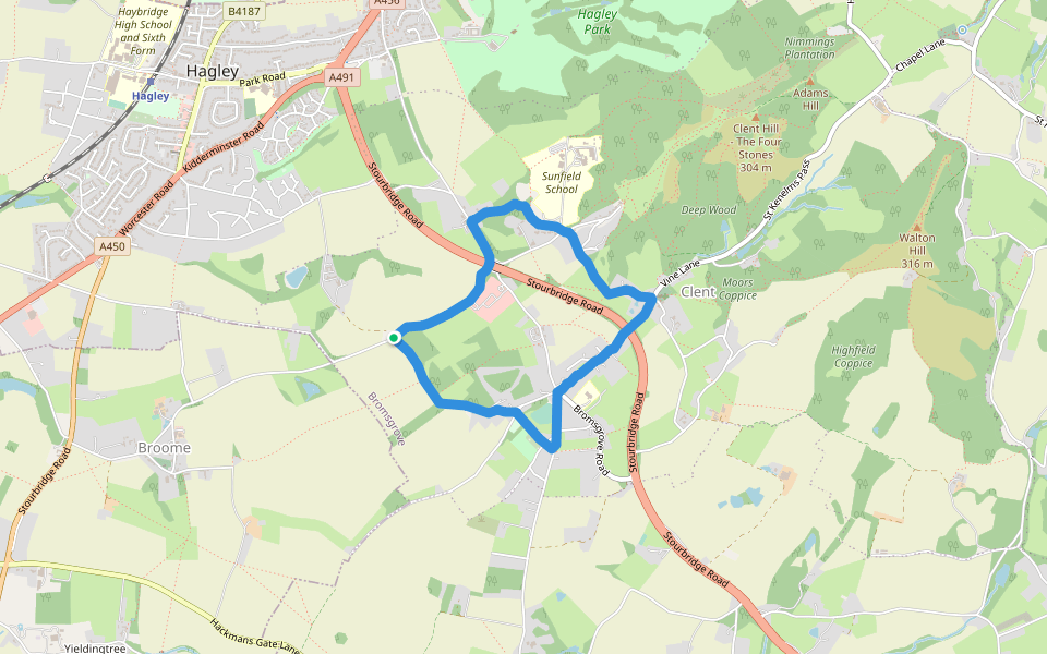 Deep Wood walking route map in Clent