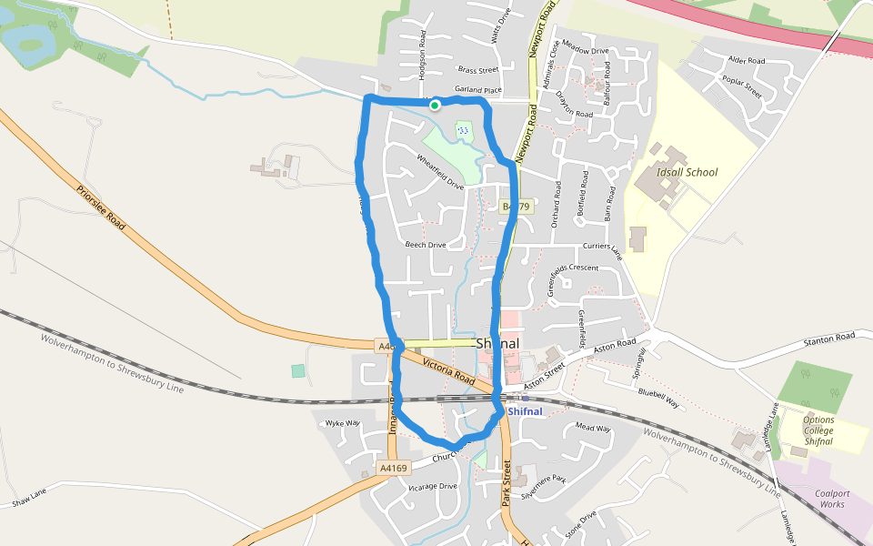 The Parade walking route map in Shifnal