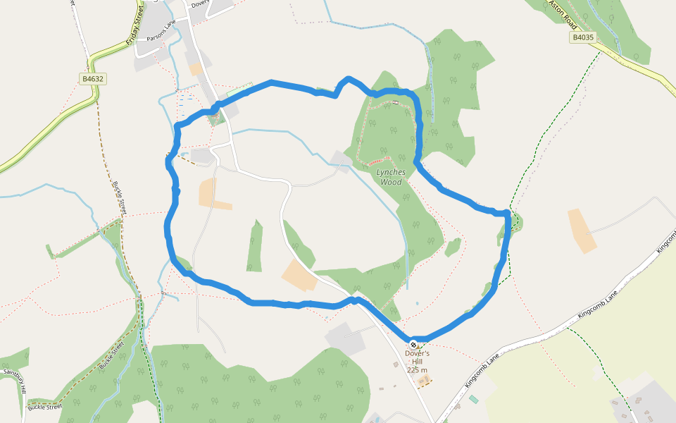 Lynches Wood walking route map in Weston Subedge
